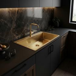 Pure.Sink Luxion Grote Gouden spoelbak 78x50 cm Tapwing met kraangatbank PLX7850T-60